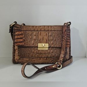 Brahmin Brown /Tan Crocodile Leather Crossbody bag